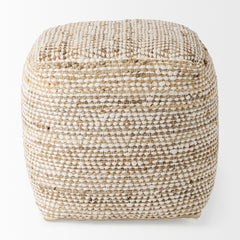 Ekani Cream/Beige Cotton Pouf - Ornate Home