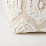Ekanta Cream/Beige Patterned Cotton Pouf - Ornate Home