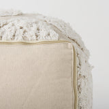 Ekanta Cream/Beige Patterned Cotton Pouf - Ornate Home
