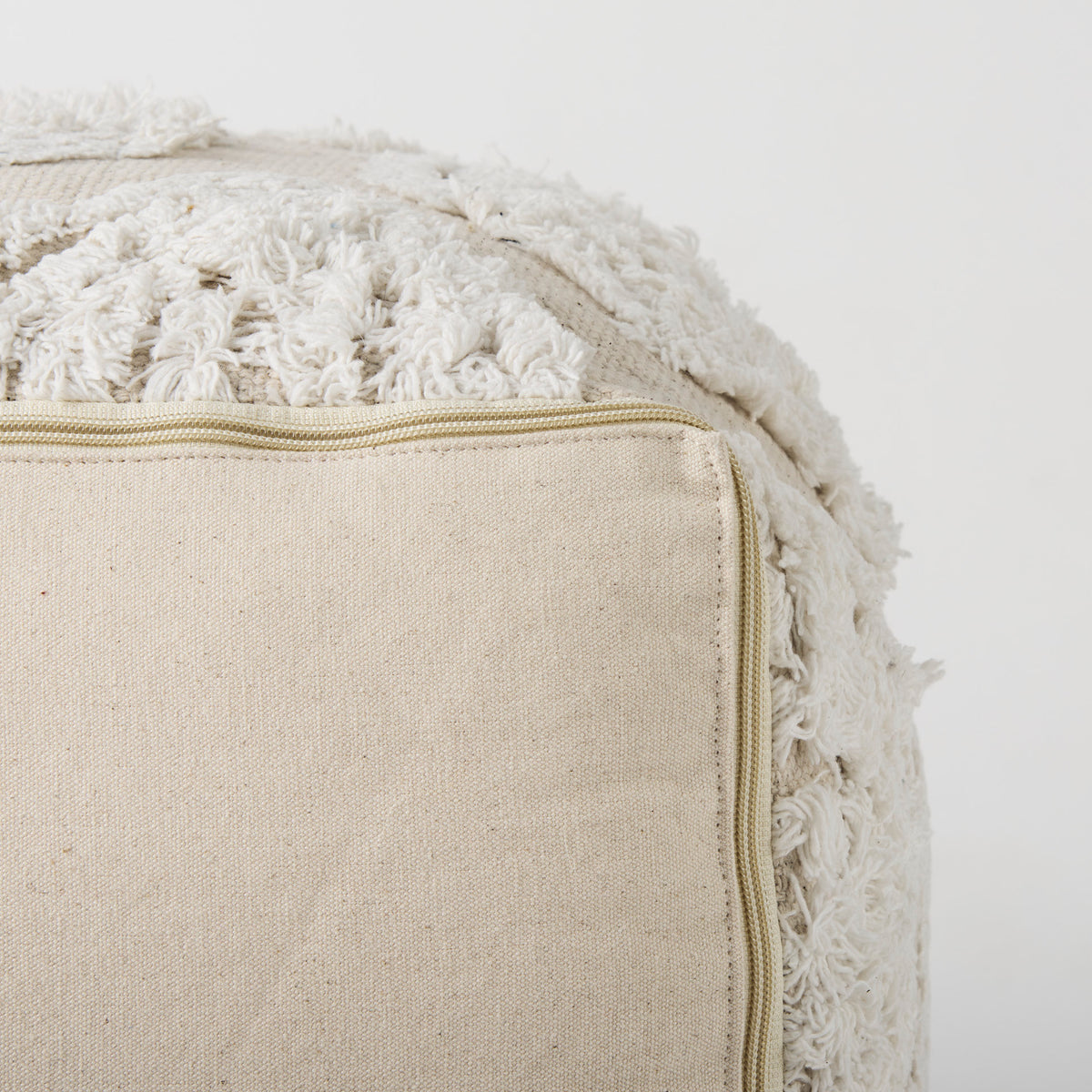 Ekanta Cream/Beige Patterned Cotton Pouf - Ornate Home