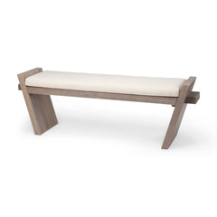 Elaine Brown/Cream Wood Upholstered Seat Entryway Bench