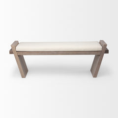 Elaine Brown/Cream Wood Upholstered Seat Entryway Bench