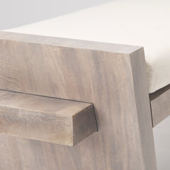 Elaine Brown/Cream Wood Upholstered Seat Entryway Bench