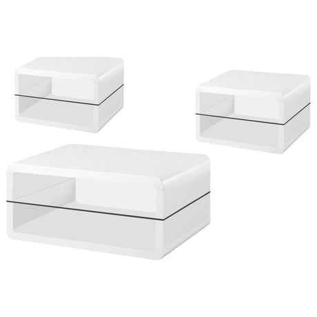 Elana White High Gloss 3-piece Coffee and End Table Set - Ornate Home