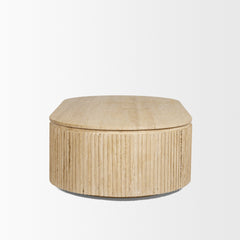 Elara Beige Ribbed Oblong Travertine Coffee Table