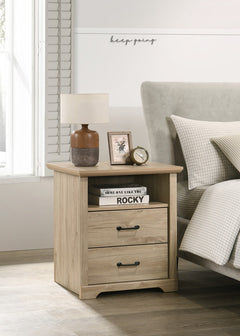 Elara Light Oak 22"W 2-Drawer Nightstand - Ornate Home