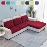 Elastic L-Shaped Sofa Slipcover for Living Room, Velvet Plush Couch Covers for Chaise Longue Seats - Ornate Home