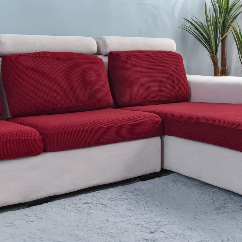 Elastic L-Shaped Sofa Slipcover for Living Room, Velvet Plush Couch Covers for Chaise Longue Seats - Ornate Home