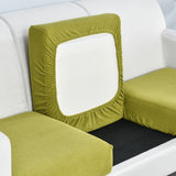 Elastic L-Shaped Sofa Slipcover for Living Room, Velvet Plush Couch Covers for Chaise Longue Seats - Ornate Home