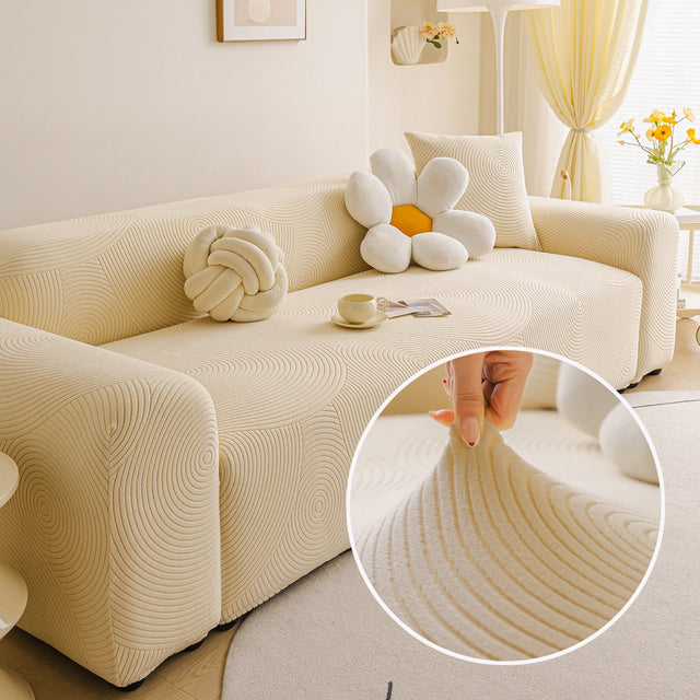 Elastic Stretch Sofa Cover Slipcover, Concentric Circle Jacquard Plush Couch Cover - Ornate Home