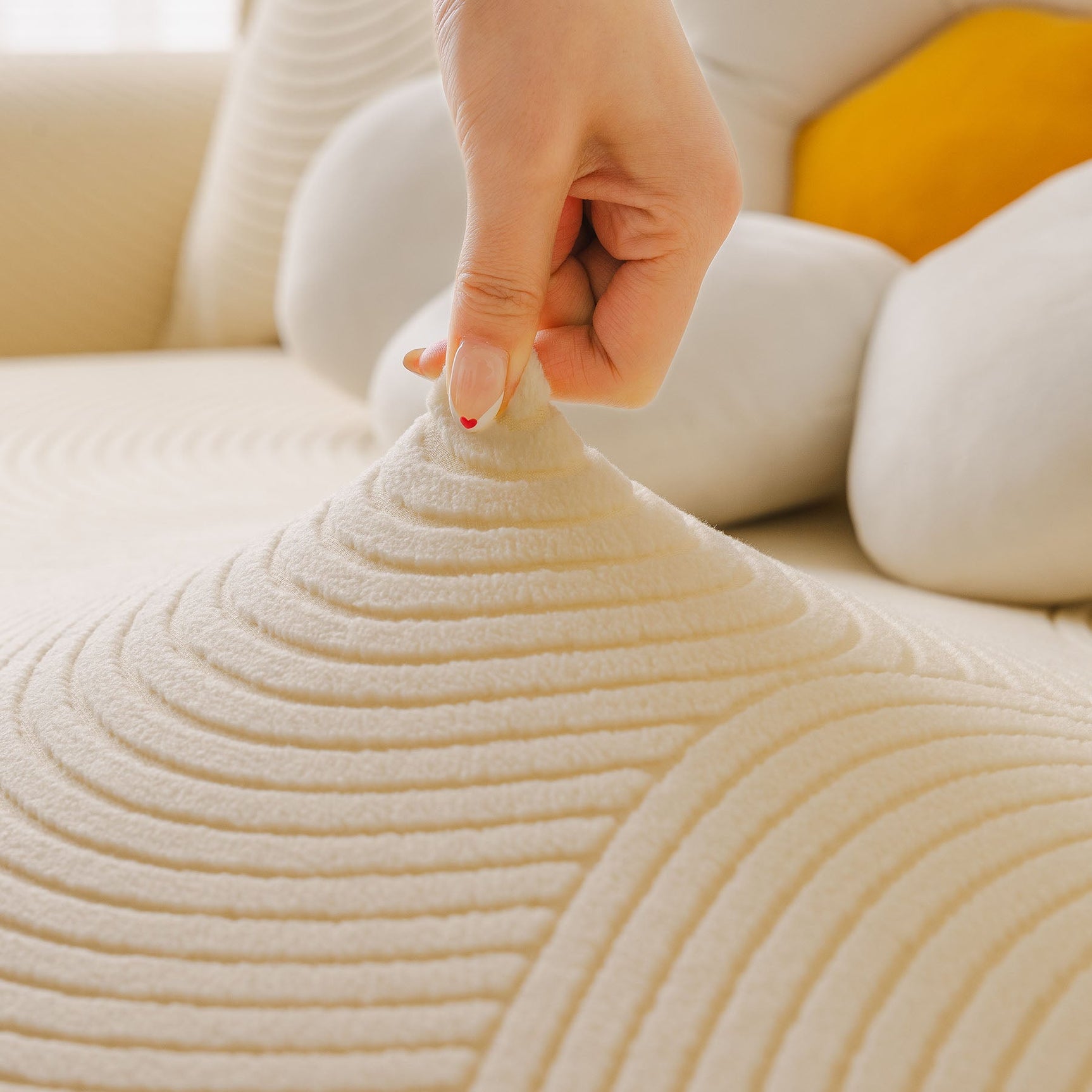 Elastic Stretch Sofa Cover Slipcover, Concentric Circle Jacquard Plush Couch Cover - Ornate Home