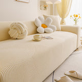 Elastic Stretch Sofa Cover Slipcover, Concentric Circle Jacquard Plush Couch Cover - Ornate Home