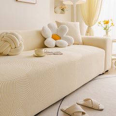 Elastic Stretch Sofa Cover Slipcover, Concentric Circle Jacquard Plush Couch Cover - Ornate Home
