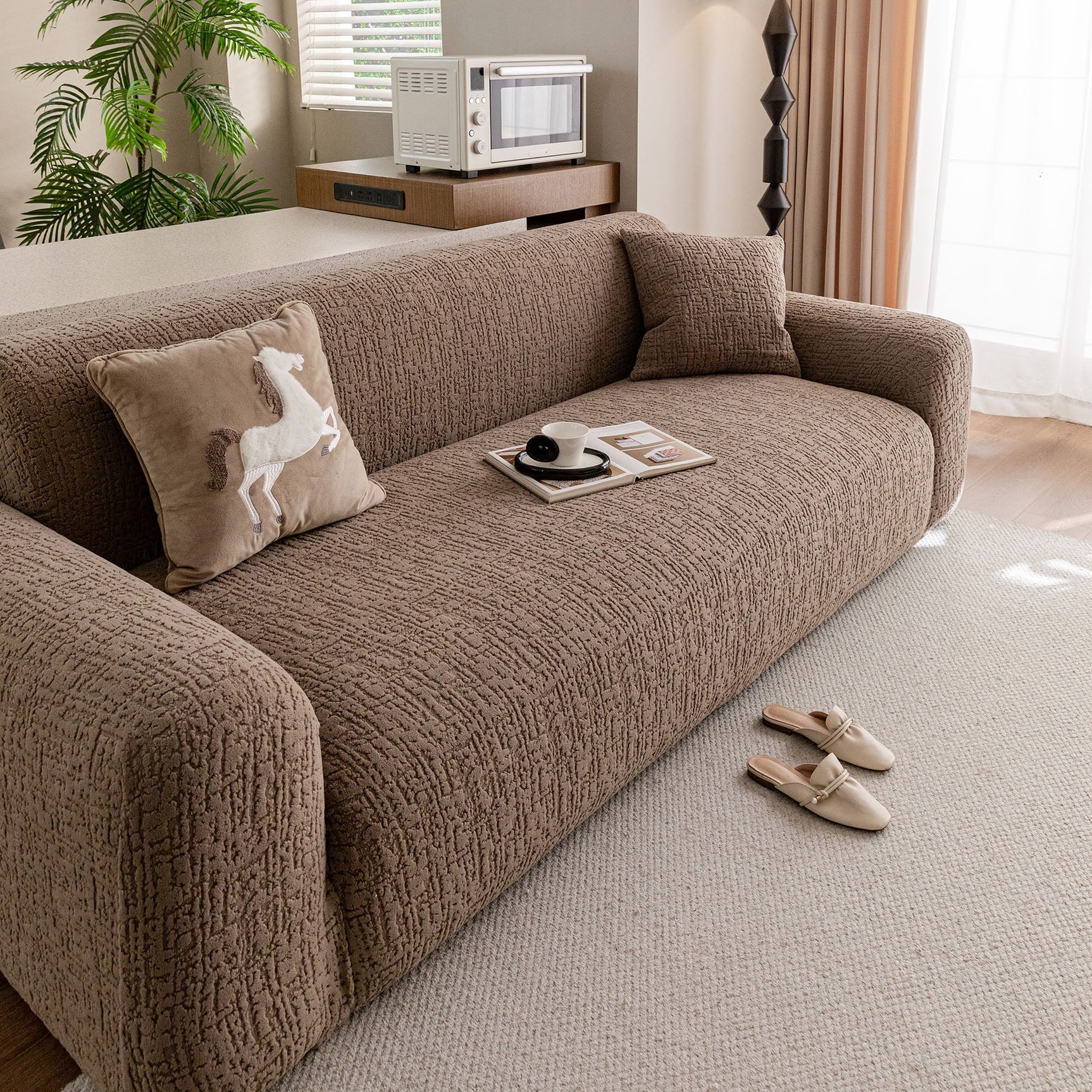 Elastic Stretch Sofa Cover Slipcover, Soft Plush Bubble Textured Jacquard Couch Cover - Ornate Home