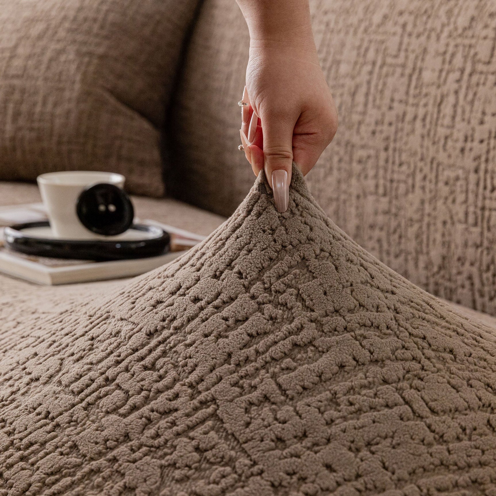 Elastic Stretch Sofa Cover Slipcover, Soft Plush Bubble Textured Jacquard Couch Cover - Ornate Home