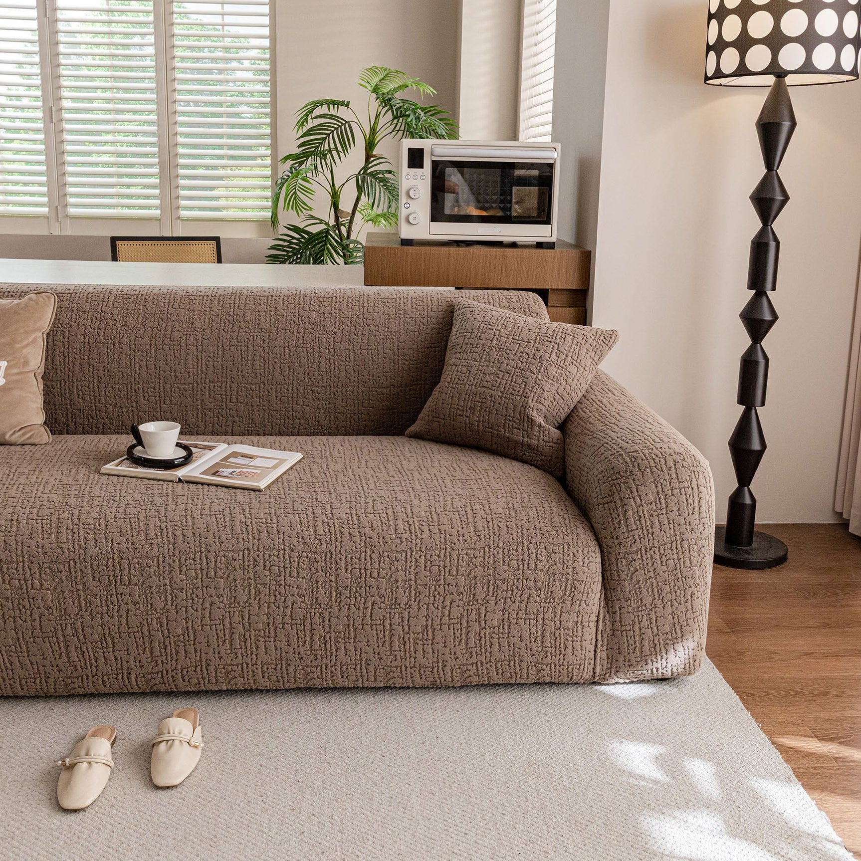 Elastic Stretch Sofa Cover Slipcover, Soft Plush Bubble Textured Jacquard Couch Cover - Ornate Home