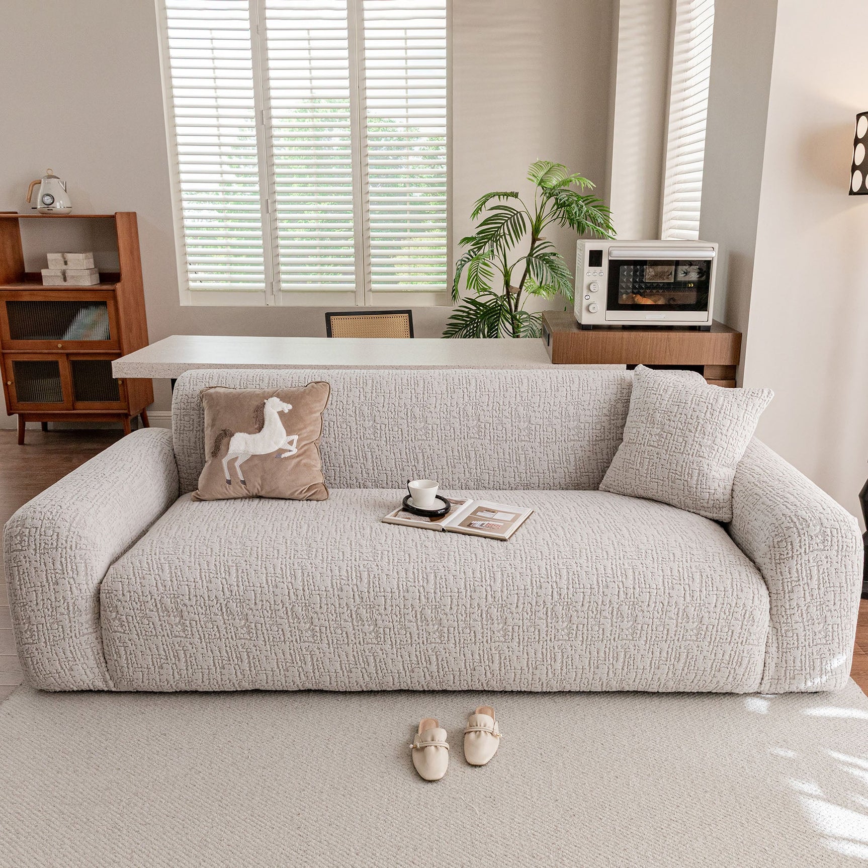 Elastic Stretch Sofa Cover Slipcover, Soft Plush Bubble Textured Jacquard Couch Cover - Ornate Home