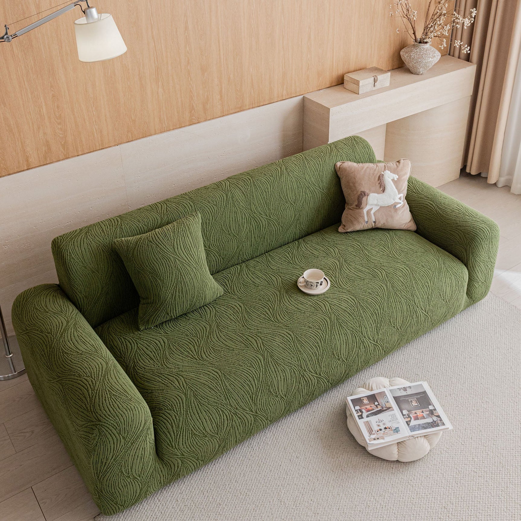 Elastic Stretch Sofa Cover Slipcover,  Thick Plush Wavy Flowing Texture Couch Cover - Ornate Home