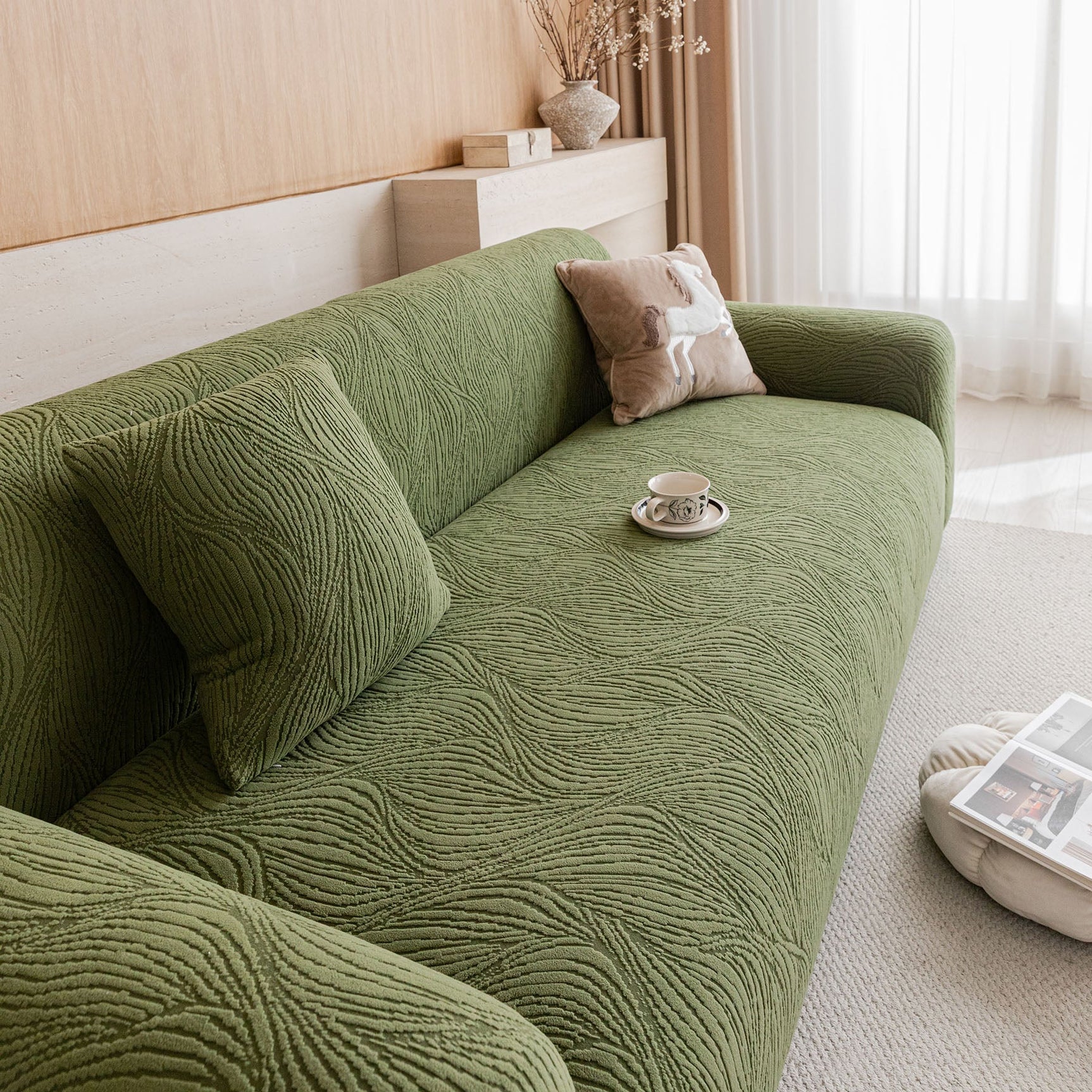 Elastic Stretch Sofa Cover Slipcover,  Thick Plush Wavy Flowing Texture Couch Cover - Ornate Home