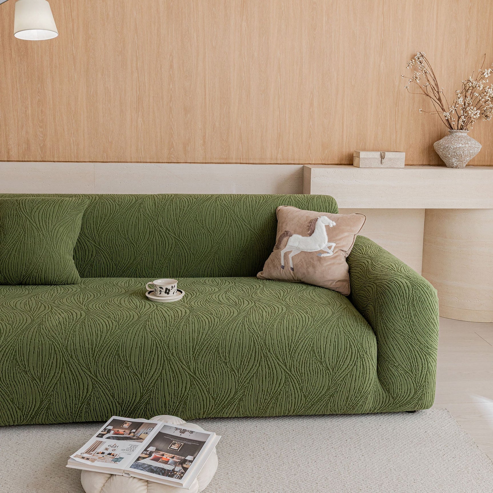 Elastic Stretch Sofa Cover Slipcover,  Thick Plush Wavy Flowing Texture Couch Cover - Ornate Home
