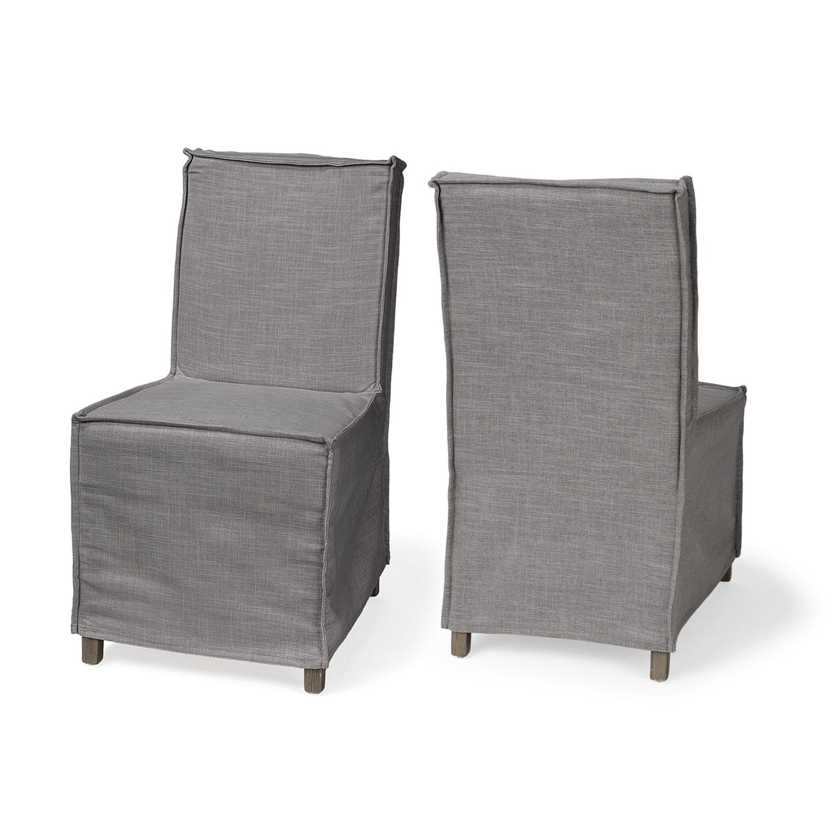 Elbert Gray/Brown Solid Back Dining Side Chair (Set of 2) - Ornate Home