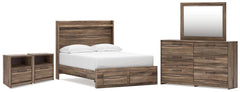 Elbrim Brown Full Panel Storage Bed, Dresser, Mirror and 2 Nightstands - Ornate Home