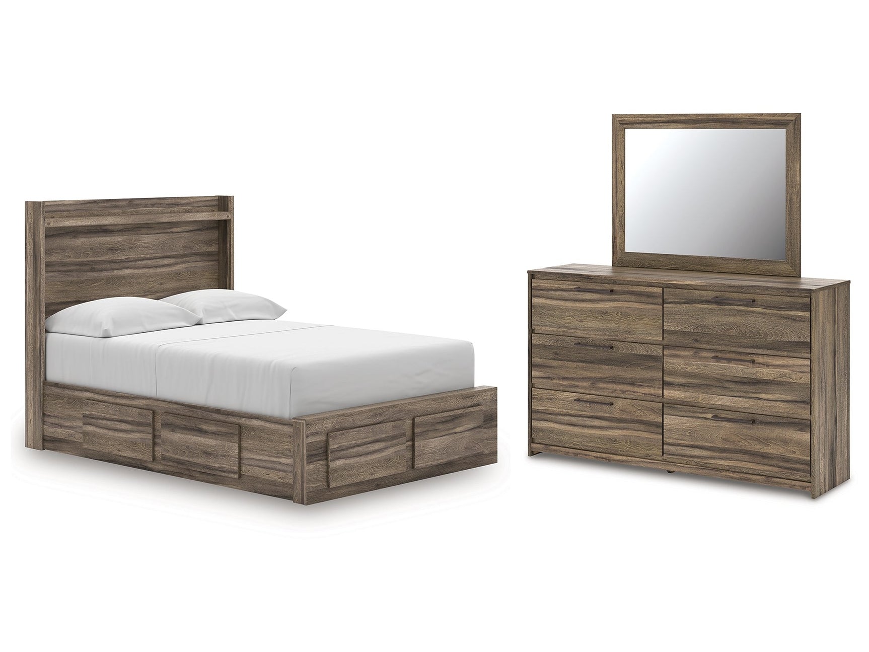Elbrim Brown Full Panel Storage Bed, Dresser and Mirror (Online Special Price) - Ornate Home