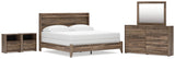 Elbrim Brown King Panel Bed, Dresser, Mirror and 2 Nightstands - Ornate Home
