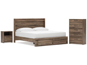 Elbrim Brown King Panel Storage Bed, Chest and Nightstand - Ornate Home