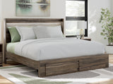 Elbrim Brown King Panel Storage Bed, Chest and Nightstand - Ornate Home
