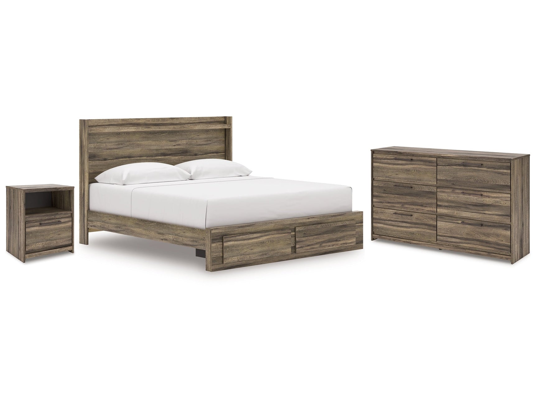 Elbrim Brown King Panel Storage Bedroom Set with Dresser and Nightstand (Online Special Price) - Ornate Home
