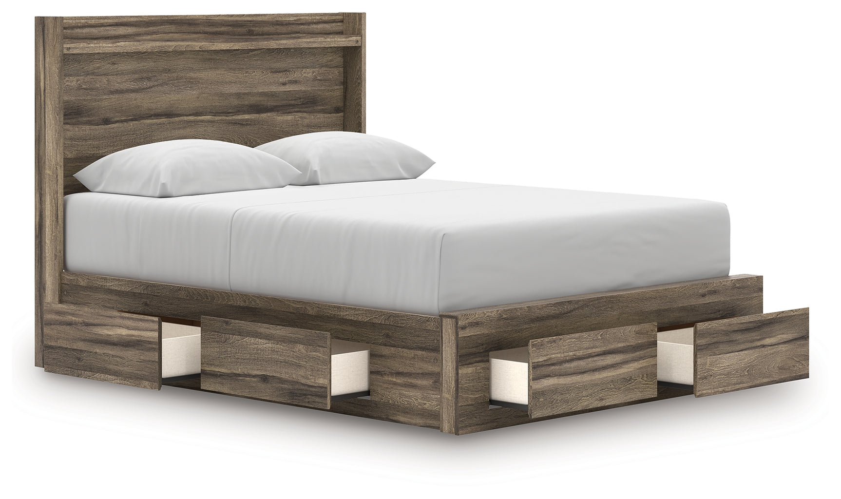Elbrim Brown Queen Panel 4 Storage Bed, Dresser and Mirror (Online Special Price) - Ornate Home
