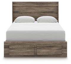 Elbrim Brown Queen Panel 4 Storage Bed, Dresser and Mirror - Ornate Home