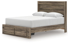 Elbrim Brown Queen Panel 4 Storage Bed, Dresser and Mirror - Ornate Home