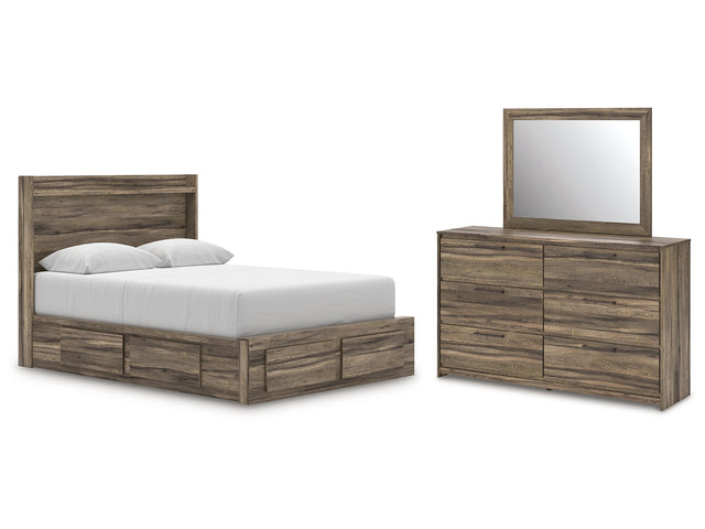 Elbrim Brown Queen Panel 6 Storage Bed, Dresser and Mirror - Ornate Home
