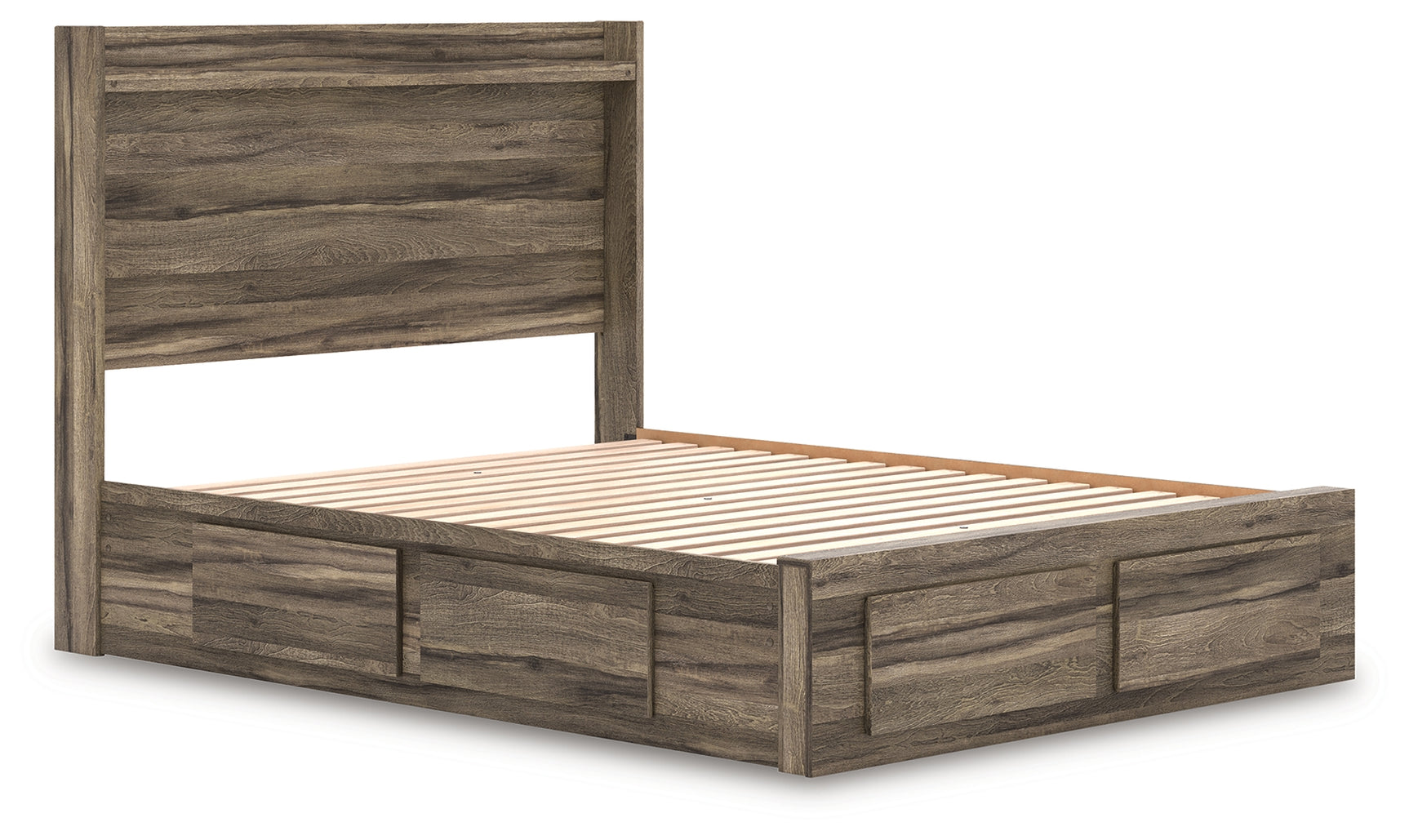 Elbrim Brown Queen Panel 6 Storage Bed, Dresser and Mirror - Ornate Home
