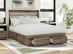 Elbrim Brown Queen Panel 6 Storage Bed, Dresser and Mirror - Ornate Home