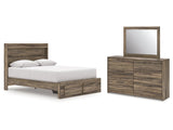 Elbrim Brown Queen Panel Storage Bed, Dresser and Mirror (Online Special Price) - Ornate Home