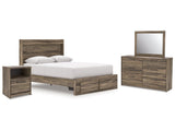 Elbrim Brown Queen Panel Storage Bedroom Set with Dresser, Mirror and Nightstand (Online Special Price) - Ornate Home