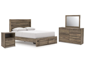 Elbrim Brown Queen Panel Storage Bedroom Set with Dresser, Mirror and Nightstand (Online Special Price) - Ornate Home