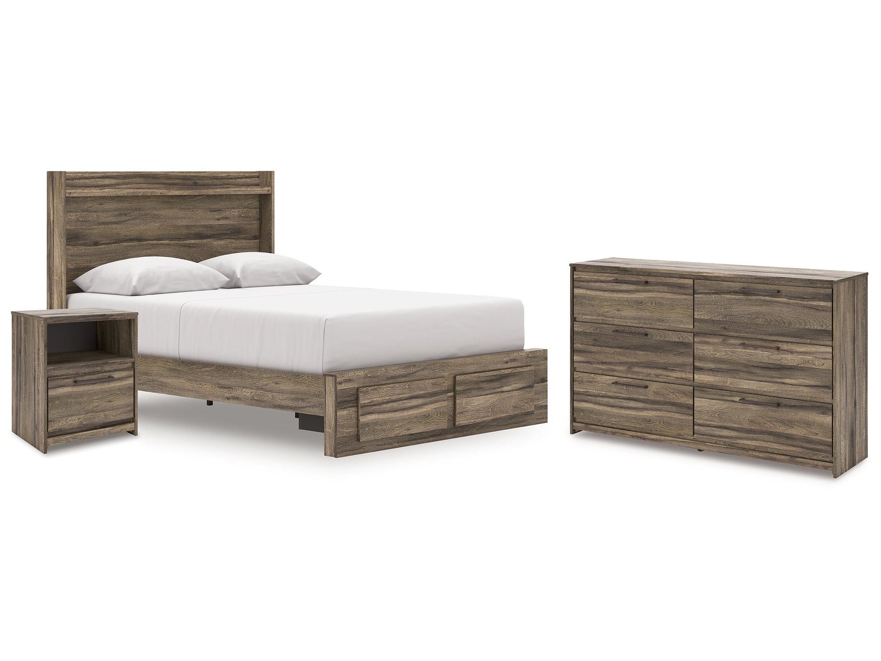 Elbrim Brown Queen Panel Storage Bedroom Set with Dresser and Nightstand (Online Special Price) - Ornate Home