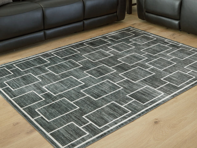 Elderland Black/Gray Washable Medium Rug - Ornate Home