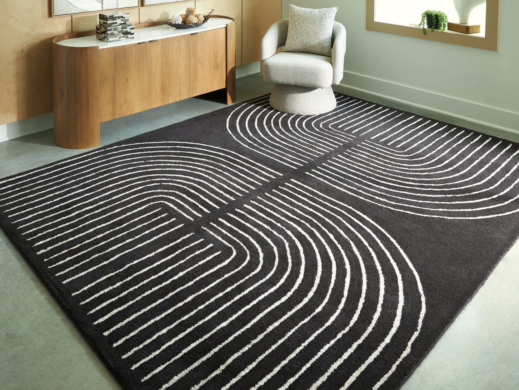 Eldonmore Black/Ivory Large Rug - Ornate Home