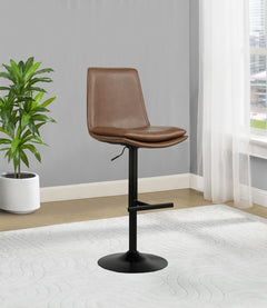 Eldridge Coffee Black Faux Leather Upholstered Adjustable Bar Stool - Ornate Home