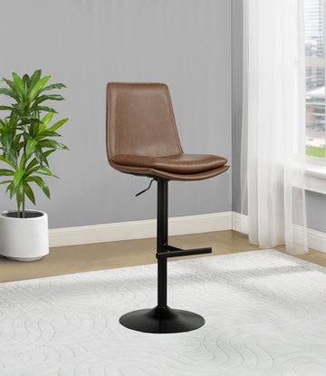 Eldridge Coffee Black Faux Leather Upholstered Adjustable Bar Stool - Ornate Home