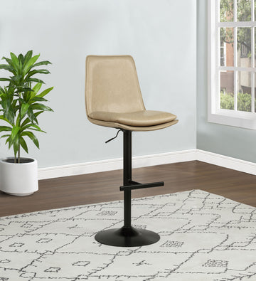 Eldridge Tan/Black Faux Leather Upholstered Adjustable Bar Stool - Ornate Home
