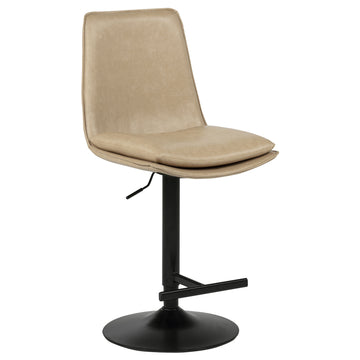Eldridge Tan/Black Faux Leather Upholstered Adjustable Bar Stool - Ornate Home
