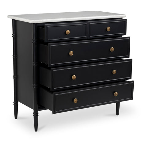 Eleanor Black 5 Drawer Chest - Ornate Home