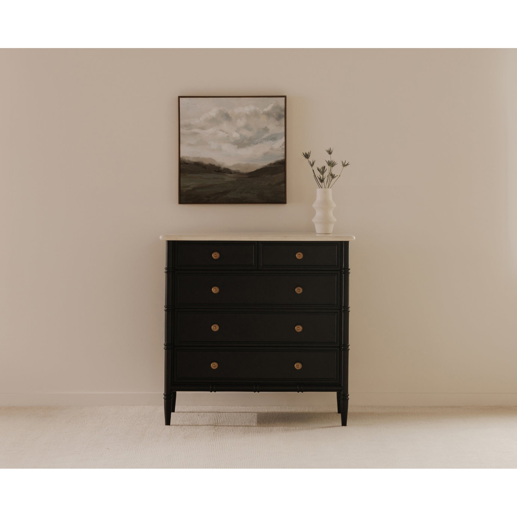 Eleanor Black 5 Drawer Chest - Ornate Home