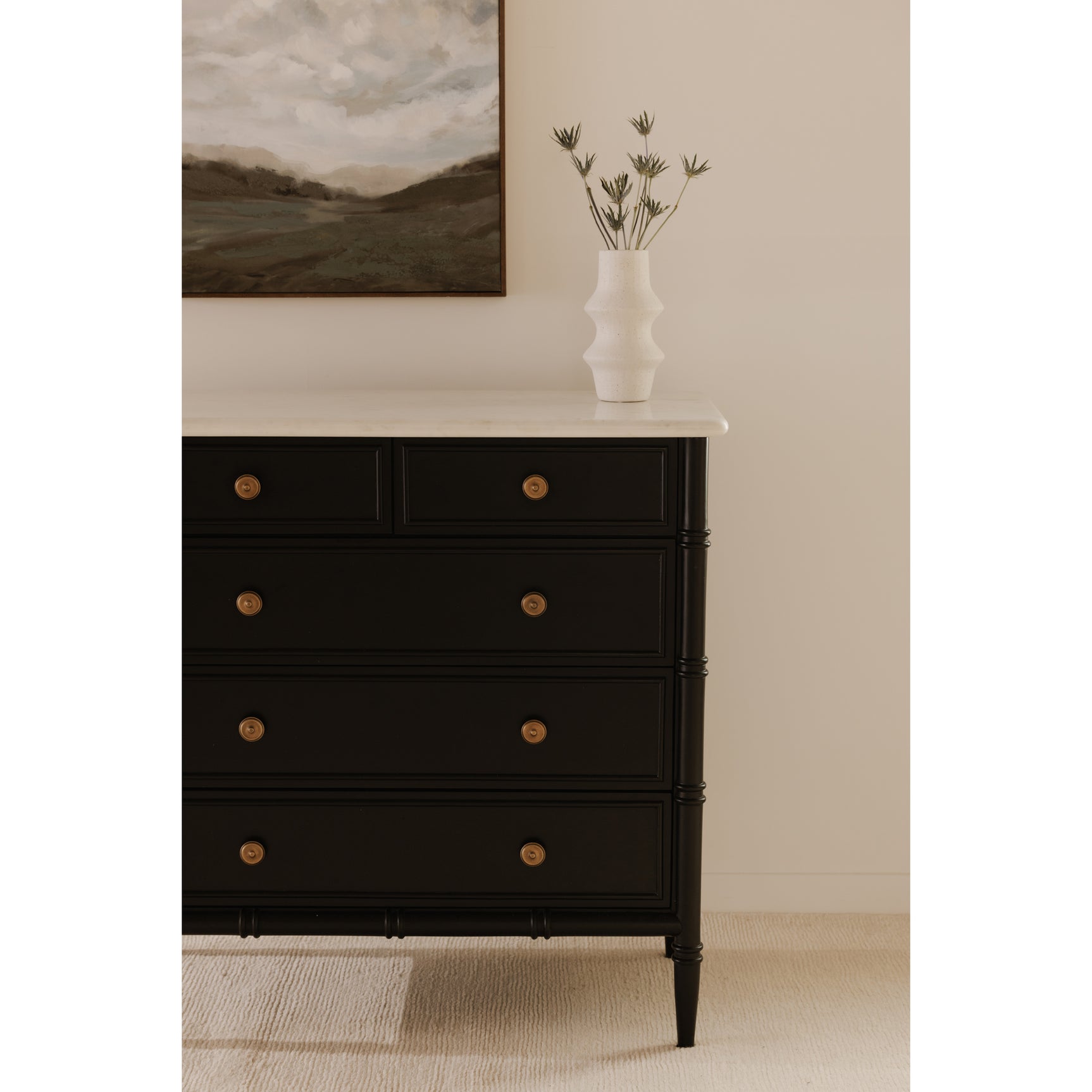 Eleanor Black 5 Drawer Chest - Ornate Home